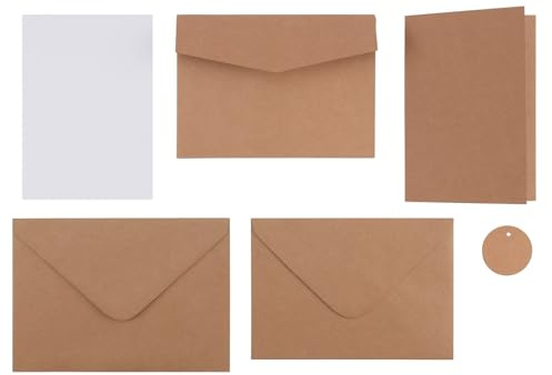 Florence Doppel, Einzel & Pocketfold Postkarten 3 x 25St. - Inkl. Briefumschläge 50x - Postkarten Blanko Set - Klappkarten und Umschläge zum Einladungen - Mit 15 m Jute Schnur - Basteln - Faltkarten