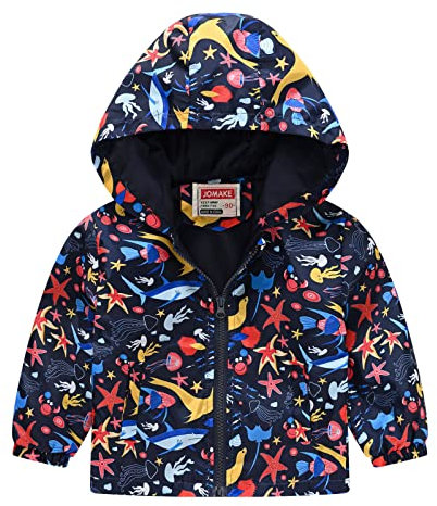 Regenjacke Kinder Dünn Cute Lustig Cartoon Raum Stern Druck Übergangsjacke Kinder Winterjacke Jungen Wanderjacke Softshelljacke Kinder Mädchen Regenmantel Winddichte Windbreaker Jacke Mädchen Jacken