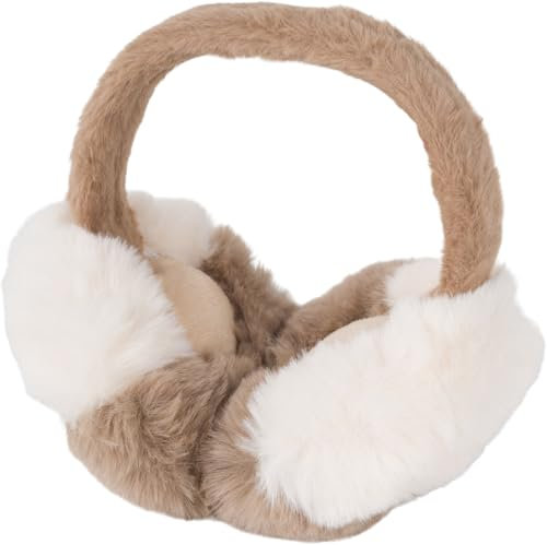 styleBREAKER Damen Ohrenwärmer in weicher Teddyfell-Optik, zweifarbig - Kuschelig warme Earmuffs für den Winter 04026069, Farbe:Taupe-Creme