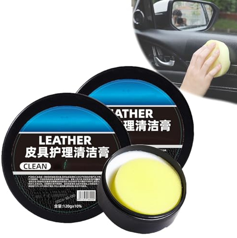 Crème de nettoyage et d'entretien et pâte de nettoyage pour cuir - Crème de nettoyage intérieure pour cuir de voiture - Pâte de nettoyage pour cuir - Kit de réparation pour cuir de voiture (2)
