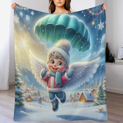AAPZY süßer Kleiner Engel Kuscheldecke Flauschige Decke Decke Vier Jahreszeiten Wohndecke Dicke Sofadecke Couchdecke Weiche Fleecedecke Flannel Sofaüberwurf Tagesdecke Für Bett/Sofa （130×180cm）