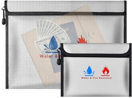 resistente al fuego, soporte impermeable para documentos, bolsas de efectivo ignífugas, de documentos con cremallera, de protección contra incendios y agua, de protección de
