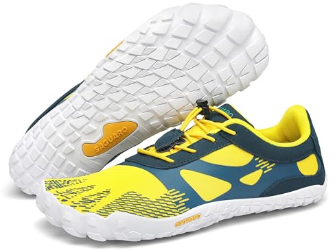 SAGUARO Zapatilla Minimalista Hombre Zapatillas de Trail Running Mujer Zapato Descalzo Amarillo Gr.43