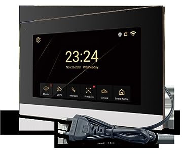 Citofono senza fili di videocitofono 1080P, campanello video intelligente wireless domestico, un pannello di chiamata + due display per affari/uffici/hotel(R6-M503BA-B)
