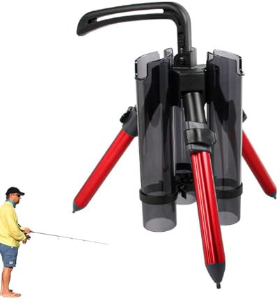Rutenhalter mit Dreibein-Stativ | Rutenhalter aus Aluminiumlegierung – Bodenhalterung für Ruten – tragbarer Rutenhalter – faltbar für 3 Ruten – Garage