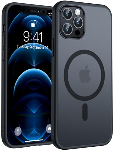 TOCOL Magnetic for iPhone 12 Pro Case 6.1-Inch, Fit for MagSafe, [14FT Military Grade Drop Tested], Shockproof Slim Anti-Fingerprint Translucent Matte Back Protective Phone Cover (Black)