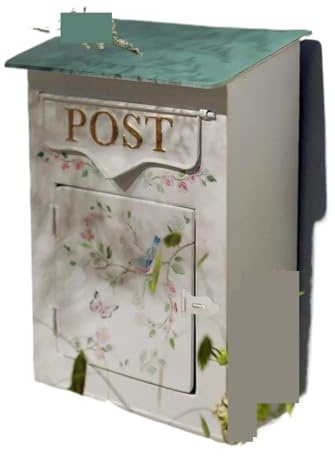 ENWWCH Buzón de Correo montado en la Pared, Caja de Correos con Letras Grandes de Hierro for revistas, Soporte Decorativo for Sobres for el hogar y Exteriores, Oficina Vertical para Exterior，Puerta