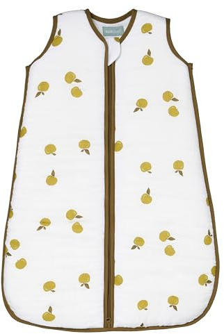 molis&co - Baby Schlafsack 2.5 TOG - Ganzjahres Schlafsack - Babyschlafsack Neugeborene - Premium Bambu Musselin, ärmellos Winterschlafsack wattiert - Premium Qualität - Apples (60 cm)