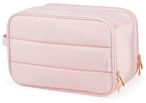 Gloppie Toiletry Makeup Bag for Women Travel Wash Bags Toiletries, Pink | Waterproof Dry-wet separation for make up, Cosmetics & Skincare Storage, Bathroom, Gym, Travel, Pink