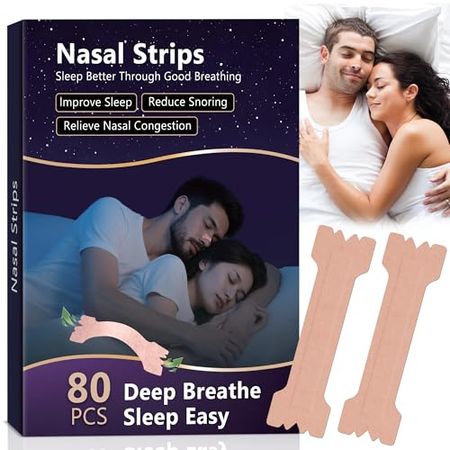 80 Stück Nasenstreifen Gegen Schnarchen, Nose Strips für Besseren Schlaf & Sport, Schnarchreduzierung Nasal Tape für Männer und Frauen