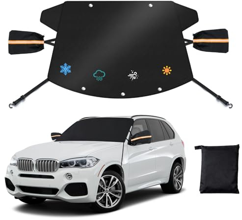 NGOKPYD Couverture de Pare Brise pour Voitures, SUV et Camions Pickup | Housse de Pare Brise Etanche en Tissu Oxford 600D | Protection Solaire, Anti Givre, Protection Contre Les Intempéries (Petite)