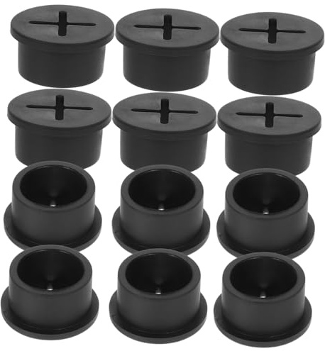 Healifty 12 pezzi Passacavo Gomma Tappo Passa Cavi Scrivania Nero per Ufficio e Mobili Protezione Cavi Antipolvere in Gomma e Plastica Resistente