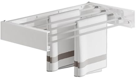 Séchoir à linge mural en acier au carbone et aluminium - Étendoir mural simple - Pliable - Pour l'intérieur et l'extérieur - Extensible - Pour balcon - Blanc - Sans crochet