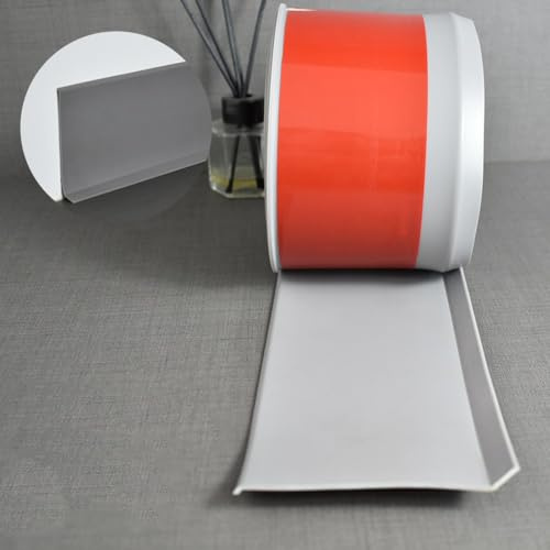 Eawfgtuw Battiscopa in PVC, 8 cm, flessibile, impermeabile, modanatura in plastica per pareti e pavimenti, per protezione dei bordi, per una facile rimozione e installazione, bianco o grigio