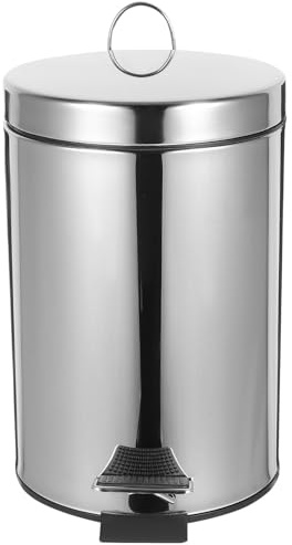SHINEOFI Pattumiera Pedale in Acciaio Inox 3l con Coperchio Ribaltabile, Contenitore Rifiuti Rotondo per Cucina, Camera da Letto e Ufficio, Resistente e Pratico Cestino Spazzatura