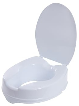 6 Raised Toilet Seat with Lid, Secure Locking Toilet Seat Riser for Elderly, Booster Seat for Disabled Adults, Toilet Aid for Hip, Knee or Pregnancy Recovery (4 Inch)