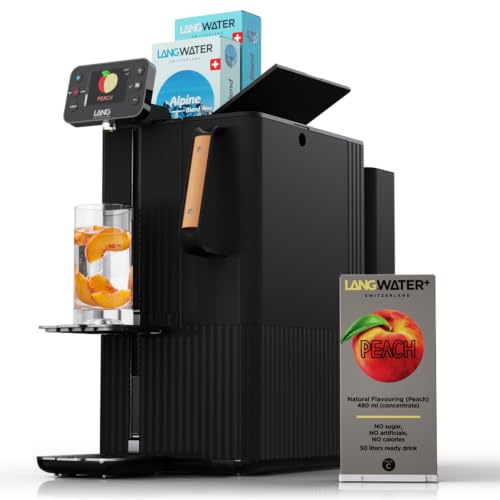 LANGWATER -Depuratore Acqua Domestico Portatile - Osmosi Inversa e Mineralizzazione - Senza Microplastiche - Senza Installazione - Erogatore di Acqua Calda - Con Filtri 2 packs Minerali, 1 Pesca