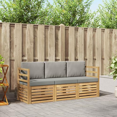 Teenpull Sofagarnitur Massivholz Akazie Gartenset mit Latten-Design, wetterfestes Loungeset für Terrasse und Garten, modulare Sitzgruppe mit natürlicher Holzstruktur