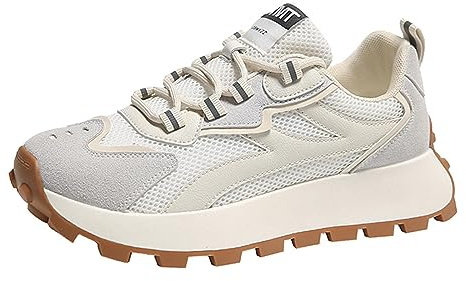 Stxdynjy Baskets Femmes Baskets Décontractées Chaussures Sport à Plateforme Sneakers Épais Respirant Légères Mesh Confortables Semelle Flexible Adaptées, Gris 38