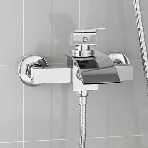 Ensemble de Douche Moderne en Laiton Chrome, Mitigeur Douche Rectangulaire avec Inverseur, Robinet de pour Salle de Bain et Sport