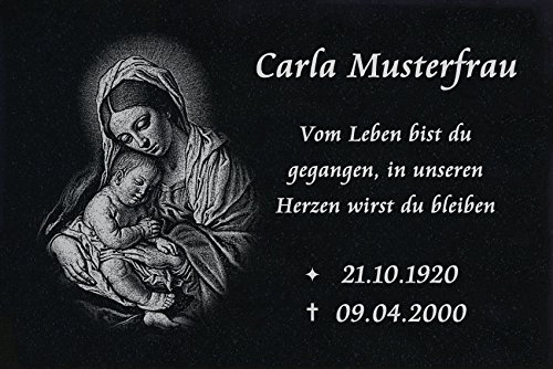 LaserArt24 Granit Grabstein, Grabplatte oder Grabschmuck mit dem Motiv Grabstein-ag28 und Ihrem Text/Daten