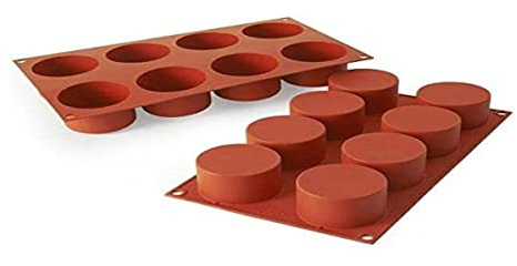 silikomart | SF119 Moule en silicone pour monoportions CYLINDRES | 8 cavités, Ø 63 h 40 mm Volume 8 x 123 ml Tot. 984 ml, antiadhésif, paquet de 1 Moule à gâteau