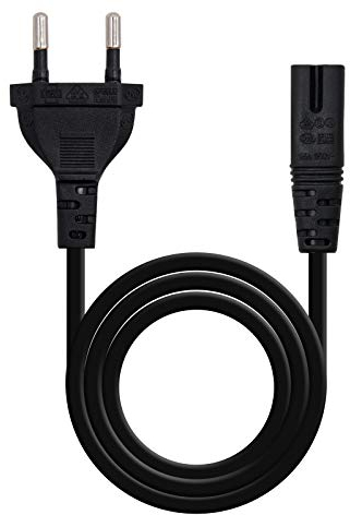 NanoCable 10.22.0402 - Cavo di alimentazione per caricabatterie portatile sotto forma di 8, CEE 7/16 / M-C7 / H, 100% rame AWG18, nero, 1,5mts