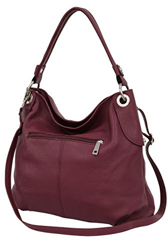 AMBRA Moda Borsa da donna di vera pelle, borsa a spella GL012 (bordò)