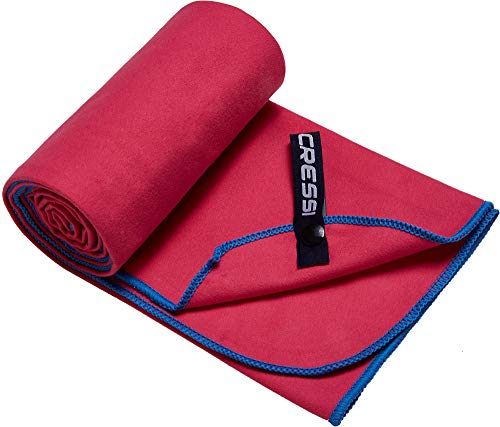 Cressi Schnelltrockentuch, Mikrofaser Unisex-Sporthandtuch für Erwachsene, Rot/Blau, 160 x 80 cm