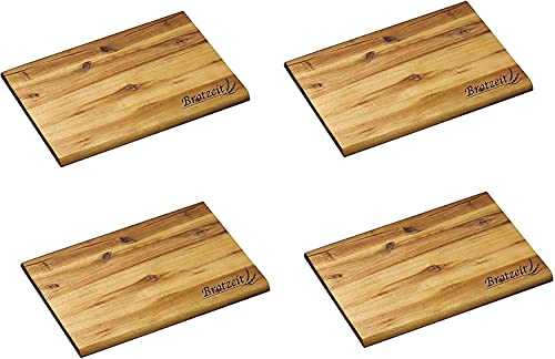 Neustanlo - 4 Stück XL Brotzeitbrettchen Set Brotzeit Frühstücksbrett Frühstücksbrettchen Holz Akazie Essbrett Schneidbrett extra breit