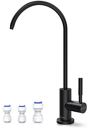Frizzlife RO Wasserfilter-Wasserhahn, Trinkwasserhahn, passend für die meisten Umkehrosmose-Systeme und Wasserfiltersysteme, Edelstahl SUS304, Schwarz