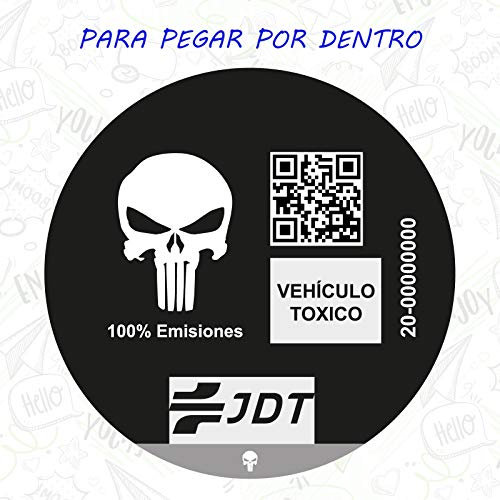 VINILO ADHESIVO PEGATINA STICKER DISTINTIVO AMBIENTAL COCHE VEHICULO TOXICO JDT PARA PEGAR POR DENTRO