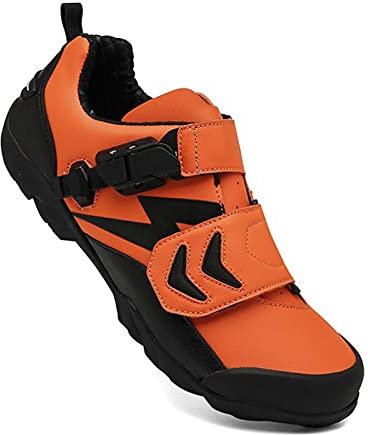 Sebasty Scarpe da Ciclismo MTB,Scarpe da Ginnastica per Mountain Bike Piatte da Uomo per Sport all'Aria Aperta Anti-Bloccaggio Scarpe da Bicicletta da Corsa per Donna,Orange-39