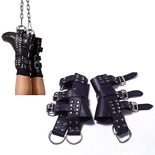Leder Hand Fuß Hänge Extrem Fesseln/Bondage Set Mit Edelstahl Ring Handfesseln/Handschellen Und Fußfesseln Fetisch Sexspielzeug Für Paare - Einstellbare