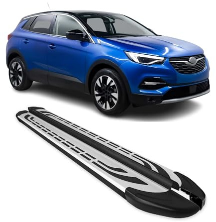 OMAC Trittbretter Schweller Seitenbretter kompatibel mit Opel Grandland X 2017-2024 Alu Schwarz-Silber