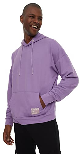 Trendyol Lilac-Felpa con Cappuccio da Uomo, Oversize, Lilla, M