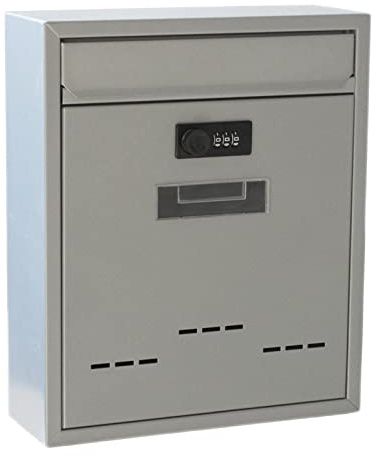 Grande boîte aux lettres murale avec serrure à code Boîte aux lettres Post Box Grande capacité Boîte aux lettres en fer étanche à la pluie, gris