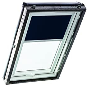 Original Roto Verdunkelungsrollo ZRV - Nahezu vollständige Verdunkelung - Führungsschiene Silber - Dachfenster Baureihe Designo R4/R7 und Classic 43/73 - Größe 094/118 | 09/11 - Stofffarbe Blau