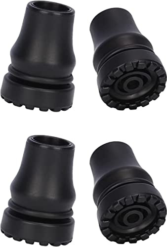 supregear Rörspets 16 mm, 4-pack halkskydd gummi ersättning käpp spets för 16 mm diameter standard promenadpinne vikning crutch tillbehör, svart