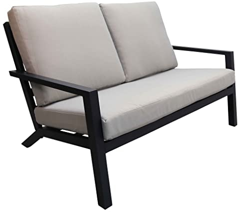 4 jahreszeiten gartenmobel 2-Sitzer Loungesofa | Bezano Matt Schwarz/Off White | Aluminium
