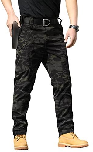 Onsoyours Pantalon Cargo Homme Multipoches Zippé Mince Pantalon Combat Pantalon de Travail Imperméable Pantalon Militaire Tactique pour Casual Activités en Plein Air