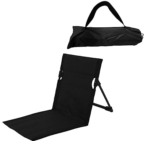 Harilla Strand-Klappstuhl, Strandmatte mit Rückenlehne für Camping, Schwarz | Tragbare Bodenstuhl, Klappbares Tribünenkissen, Faltbarer Strandliege Liegestuhl für Picknick, Garten, Wandern, Urlaub, Park
