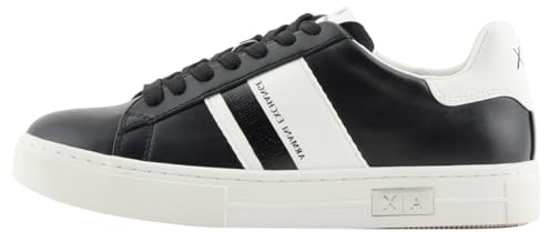 Armani Exchange Women's Cup Sole Mina, Back tab with Logo and Metal Logo Detail on Side, Black+ Off White, 39