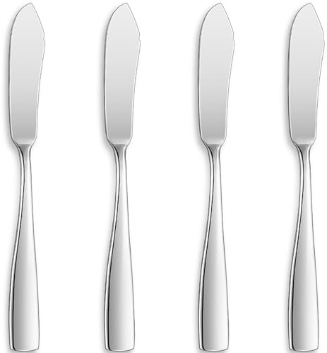 KEAWELL Premium 4-Piece 7 Louis Butter Knives, 18/10 Stainless Steel, Dishwasher Safe (Silver, Louis)