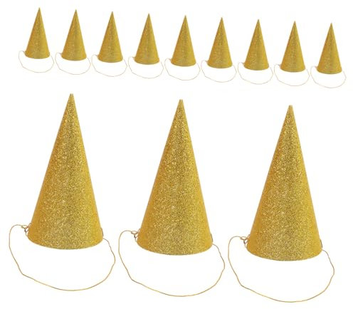 Abaodam 12pezzi Cappelli Di Compleanno Cono Glitterati Corone Di Compleanno Per Ragazzo Ragazza e Adulti Dorati