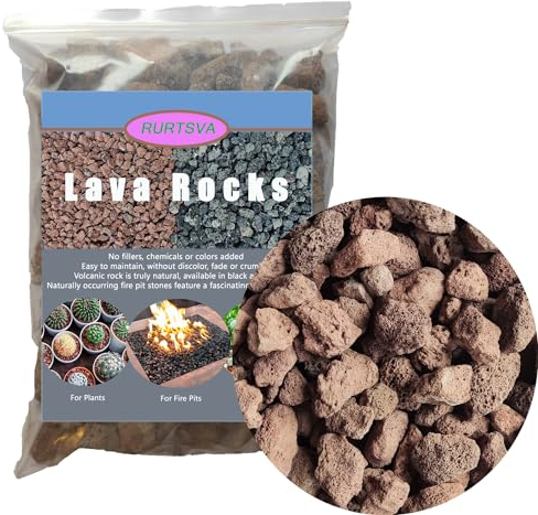 Piedra volcánica mediana de 10 libras, piedras volcánicas naturales de 1 a 2 pulgadas, uso en chimenea, hoguera o rocas de cuenco para interiores y exteriores, fuegos de propano de gas natural y