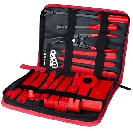 Kit di Strumenti per la Rimozione di Finiture Auto 19 Pezzi per Pannello e Modanature Porta Set di Attrezzi in Nylon Strumento Auto per Rimuovere il Cruscotto e Rivetti dell'Auto Rapida di Terminali