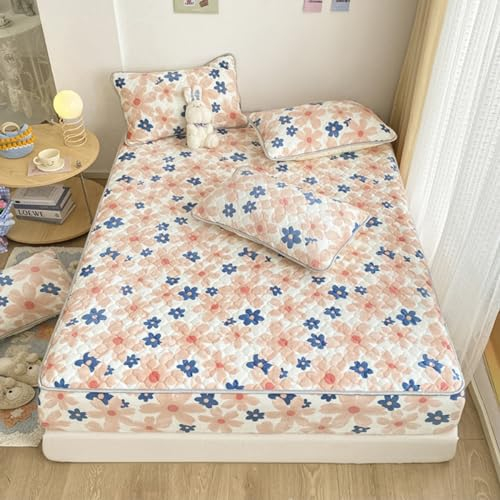 FCLDESHOP Tiefe Tasche,Winter verdicktes gestepptes Spannbettlaken aus Milchsamt, bedruckter Matratzenschoner mit Cartoon-Animation für Kinderzimmer, Stern, 180 x 200 cm (3 Stück)
