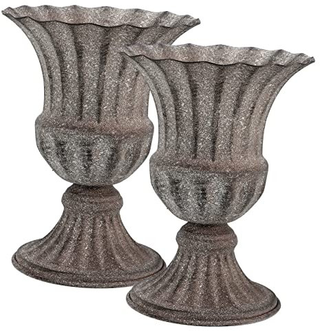 TOPBATHY Jarrón Conmemorativo para Cementerio 2 Pcs Tamaño Medio Maceta De Hierro Resistente Intemperie Decorativo para Flores De Exterior Uso Funerario