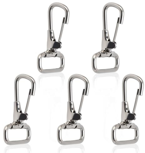 Edelstahl Schnappschäkel, Schnappschäkel Karabiner, Boot Federschäkel Panikhaken, 5 Stück Karabinerhaken, Edelstahl, Quadratischer Ösenverschluss, Schnalle, Auslöseclip, Schnellverschluss-Schäkel